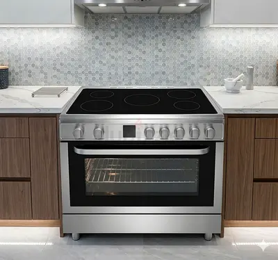 Hoover 5 hobs  Cooking range  Vitroceramic stove 90x60 Multifunction Oven Grill Steel Finish VCG9060