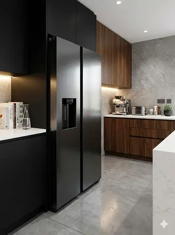 Samsung Black mat With Space modelRS64R5331B4 side by side fridge with water depanser and ice maker