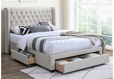Light gray 180*200 king size Bed  with drawers