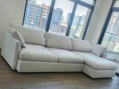 Crategbarrel L Shape Sofa Beige Good Condition