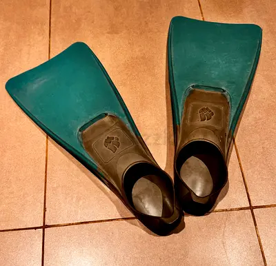 Teal/black snorkeling/diving fins (pair) - used
