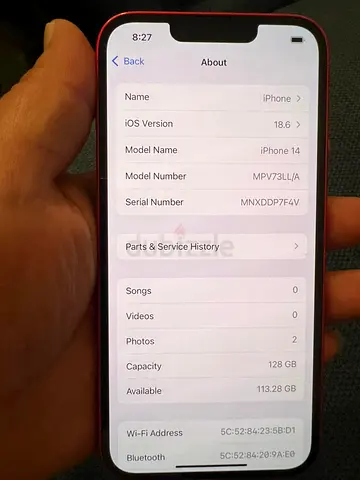 iPhone 14 Red 128GB — Working, iOS 18.6