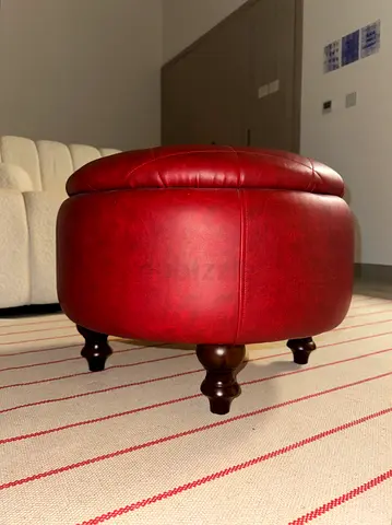 Mid-Century Leather Ottoman