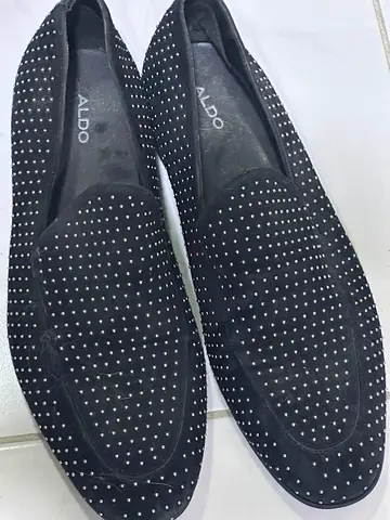 Aldo Black Studded Slip-On Shoes