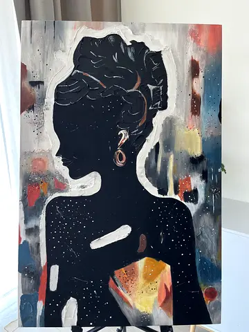 Abstract Art Piece Featuring Cosmic Elements