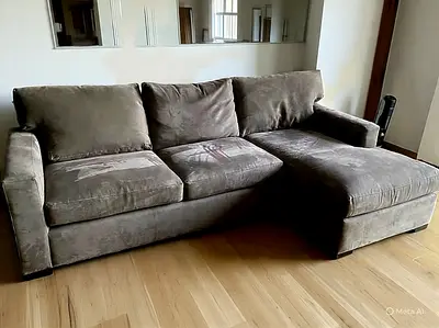 Crate and Barrel axis feather filled sectional sofa
