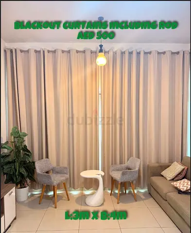 Blackout Curtains with Rod - AED 500
