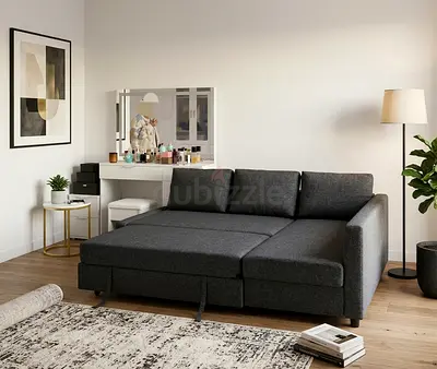 Modern L-Shape Sofa Bed Grey color sofa bed with soft cushions. Can be used as sofa and bed. Very co