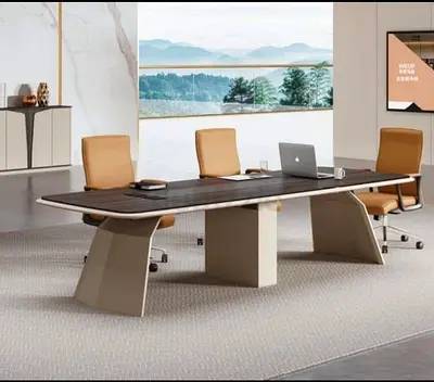 Modern Rectangular Conference Table — Brown/Beige, Seater 10