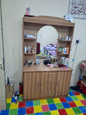 Wooden Vanity with Storage and Mirror