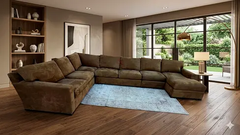 Crate and Barrel axis feather filled U shape sofa