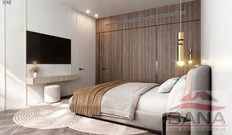 غرفة نوم واحدة مطلة على وسط المدينة | Lume Residences JVC | دخول الشرفة والمسبح