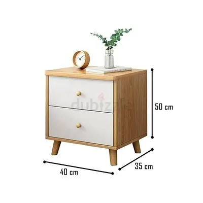 Modern Wooden Nightstand with Two Drawers