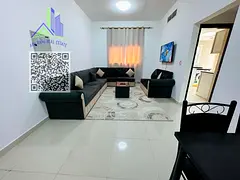 Two furnished rooms and a living room for rent at 4800 AED per month in Al Nuaimiya 1 area, near the