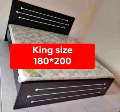 King size bed 180x200 with mattress - dark frame