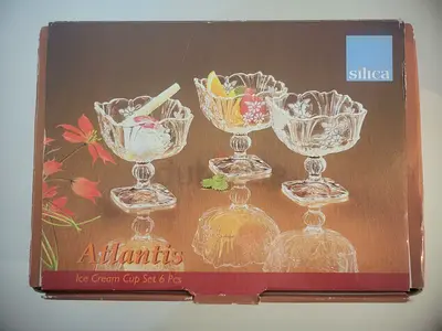 NEW-Decorative Ice Cream Cup Set - 6 Pieces