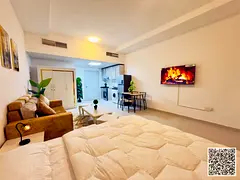 Furnished studio apartment for rent in Ajman, Corniche area. Clean and tidy furnishings. Includes al