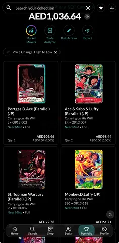 One Piece Japanese Parallel Cards Collection