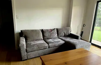 Crate and Barrel axis feather filled sectional sofa