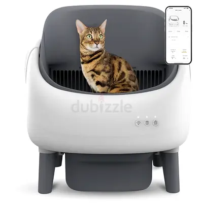 Open-Top Self Cleaning Litter Box, Automatic Litter Box with Dual Safety Sensors, Anti-Pinch Protect