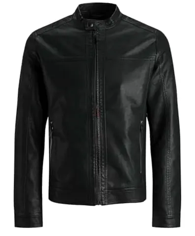 Stylish Mens Black Leather Jacket