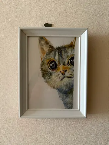 “Cute Cat Painting | Handmade Acrylic Art | Small Wall Decor | Affordable price - AED 30