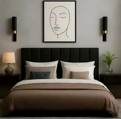 Brand new Modern Black Velvet Bed with medical mattress good Quality Queen size bed