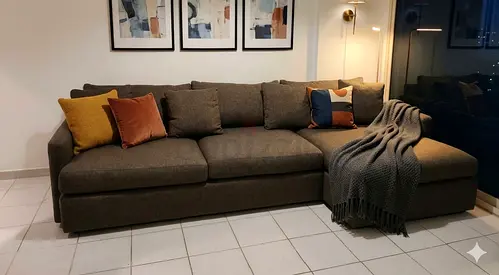 Lounge Deep crate and barrel chocolate Brown lshape sofa