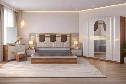 Luxury Bedroom Set – King Size Bed, Wardrobe, Dresser  Bedside Tables