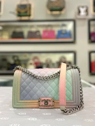 Chanel Rainbow Multicolor Quilted Caviar LeBoy Bag Medium (Authentic/PreOwned)