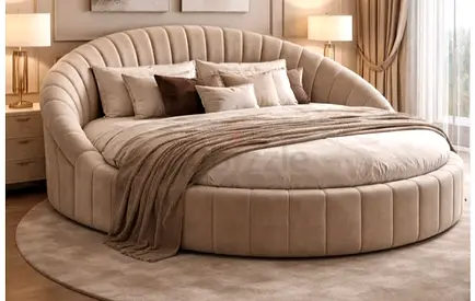 Elegant 160*200 queen  Round Bed with Plush Texture