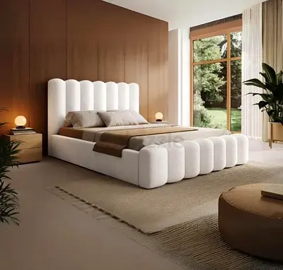 Super King Size Boucle Fabric waterproof Bedframe - Fully Customizable - UAE Sharjah Manufactured