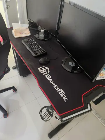 GamerTek Gaming Desk with Dual Monitor Setup