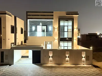 Modern villa for sale in Al Bahia, Ajman, 5 master bedrooms + maid's room, contemporary design, at a special price