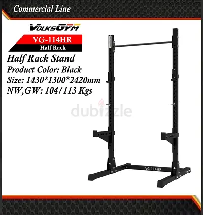 VolksGym VG-114HR Half Rack Stand - Commercial Power Rack (Black)