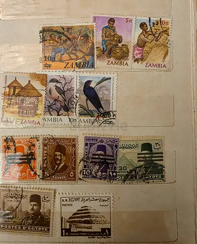 12 Stamps (6 Zambia, 6 Egypt) for AED 6