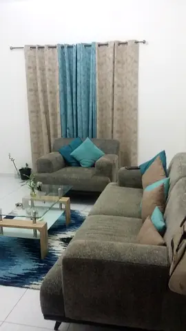 Cosy and clean Curtains with stands free, 2 blue and 2 clear Brown