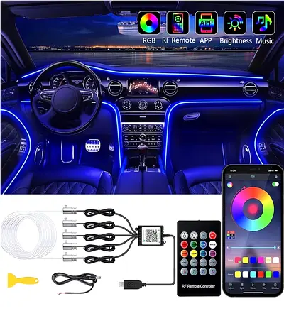 LED Car Interior and exterior Lighting Kit with Remote and App Control