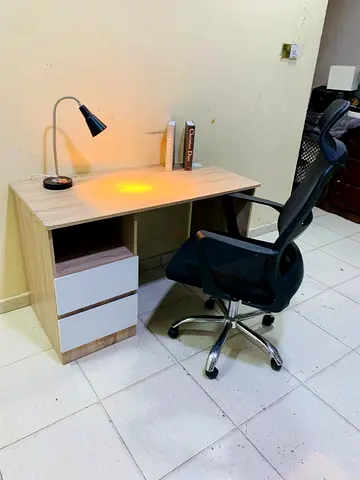 Modern Study Table with Chair and Desk Lamp