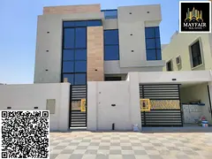 For sale, a new luxury villa with high-quality finishes, a modern design, and spacious areas that gu