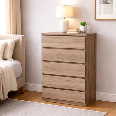 Modern 5 Drawer Chest Storage Cabinet – Wooden Bedroom Organizer with Drawers