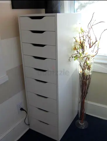 Slim white tall 10-drawer storage cabinet - perfect for office/bedroom