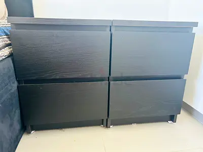 Stylish Black Nightstand with 4 Drawers