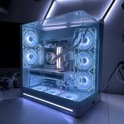 New All White Ryzen 7 9800x3d RTX 5070 TI Aesthetic Gaming PC Rendering PC