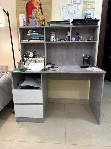 Modern Study Table with Shelves