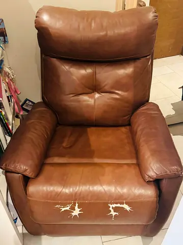 Comfortable Recliner Chair – Brown Leather Look
