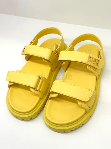 Christian Dior Yellow Leather DiorAct Flat Sandals – Size 39