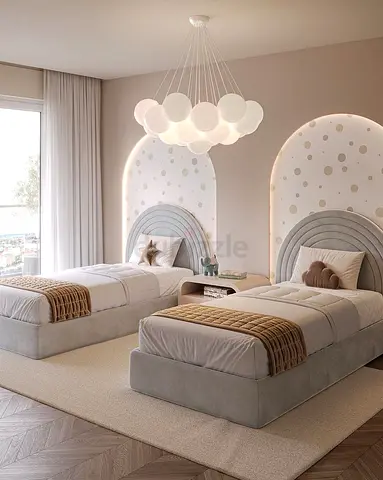 Modern Twin Beds with Elegant Lighting