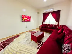 For monthly rent: Luxurious furnished one-bedroom apartment with a living room, in Ajman - Al Muwaih