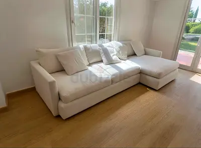 Crategbarrel L Shape Sofa Beige Good Condition